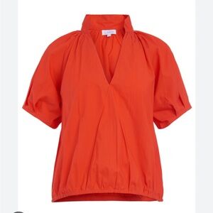 Vibrant Red Puff Sleeve Boxy Blouse